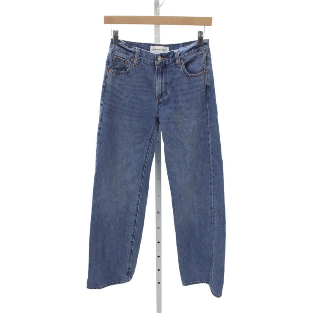 Denim Forum Unisex Straight Jeans Blue Mid Rise 100% Cotton Size 23